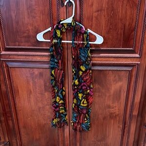 Red and Yellow Elegant Scarf with Decorative Accents